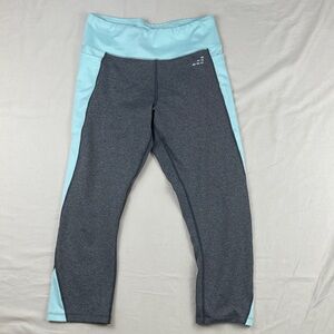 bcg Gray Capri Leggings with Light Blue Panels